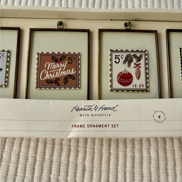 Hearth & Hand with Magnolia Framed Vintage Stamp Art Christmas Ornaments NWT - Picture 5 of 8